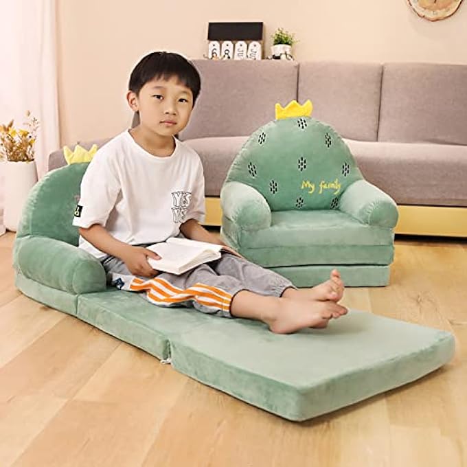 rayihni FOLDABLE KIDS SOFA, PLUSH CHILDREN COUCH BACKREST ARMCHAIR BED, CARTOON UPHOLSTERED COUCH SEAT FOR GIRLS BOYS,H - Image 5